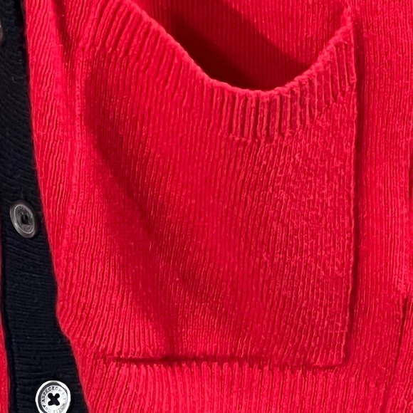 Abercrombie Cardigan Sweater Red V Neck Logo Patch Preppy Knit Small - Picture 7 of 11